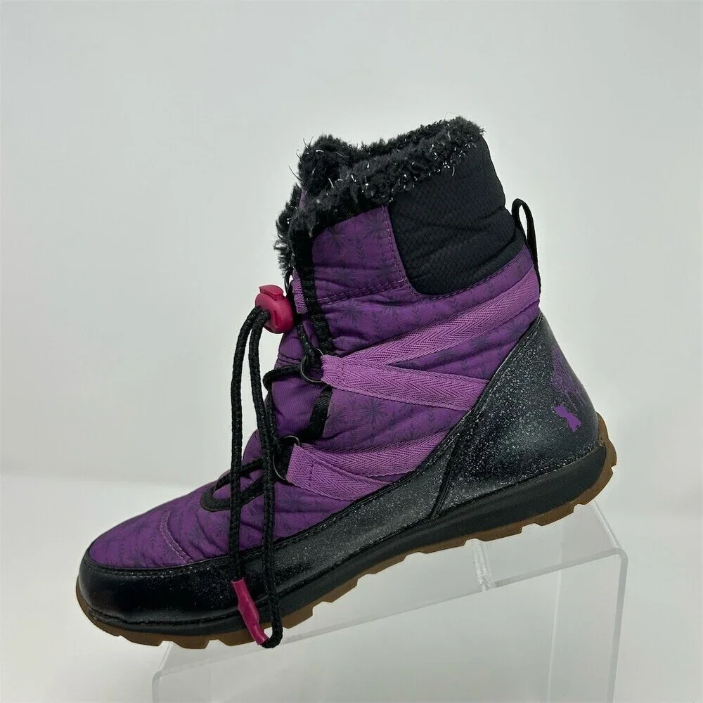 Sorel Disney Frozen 2 Whitney Short Girls Snow Boots Purple Glitter Elsa Size 6